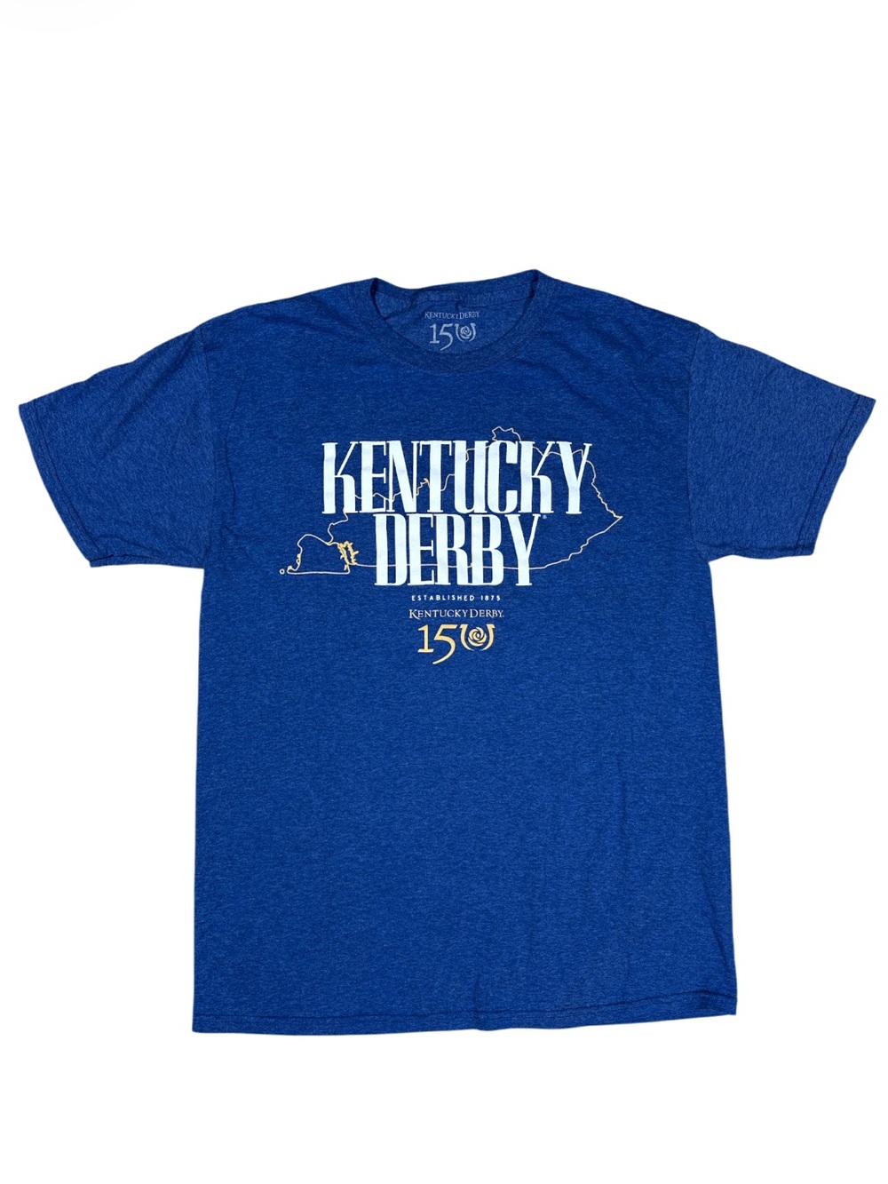 Kentucky Derby 150 Men’s Medium Blue Graphic T-Shirt Established 1875